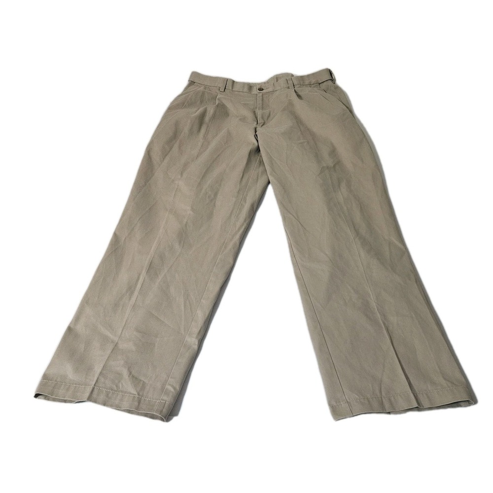 David Taylor Collection Men's 36 x 31 Beige Chino Pants Pleated Stretch Waist